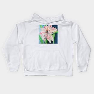 Pink and white Amaryllis watercolour painting Kids Hoodie